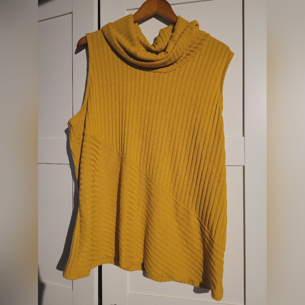 Mustard Sleeveless Cowlneck Sweater